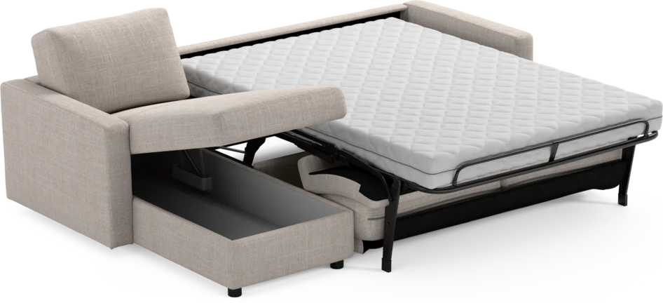 Lindö - Bäddsoffa 2,5-sits med schäslong, vändbar - Beige