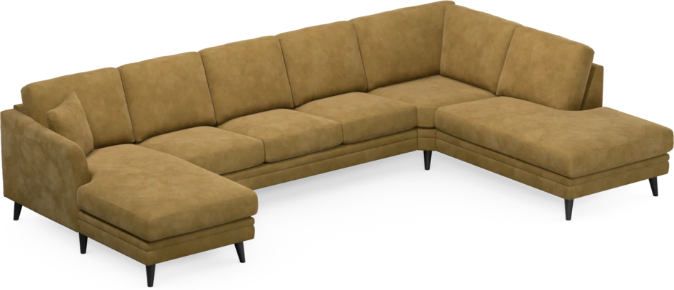 Eden - 3-sits soffa med schäslong vänster och divan höger - Gul