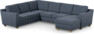 Friday - Hörnsoffa, 2+3-sits med schäslong höger - Blå