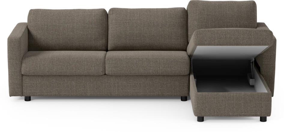 Lindö - Bäddsoffa 2,5-sits med schäslong, vändbar - Brun