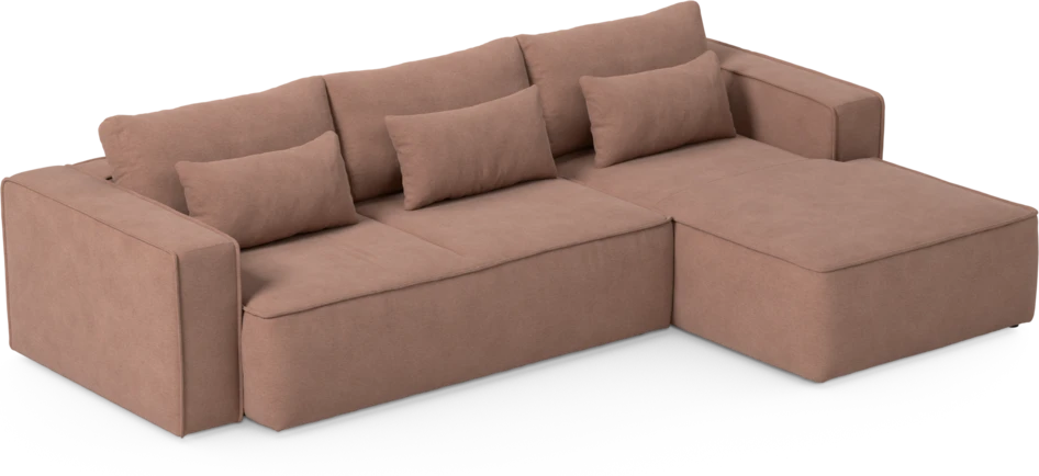Ide - Bäddsoffa 3-sits med schäslong höger - Rosa