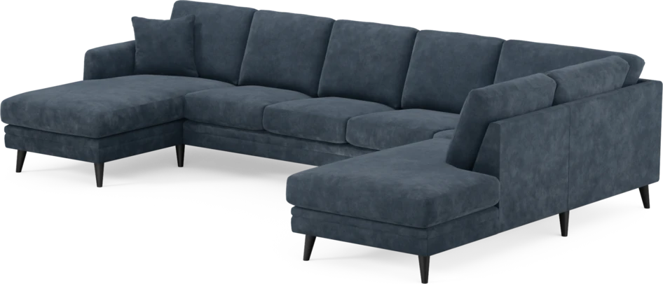 Eden - 3-sits soffa med schäslong vänster och divan höger - Blå