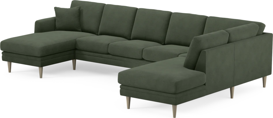 Eden - 3-sits soffa med schäslong vänster och divan höger - Grön