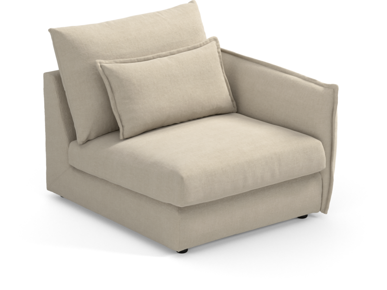 Pieces - 1-sits med armstöd höger - Beige