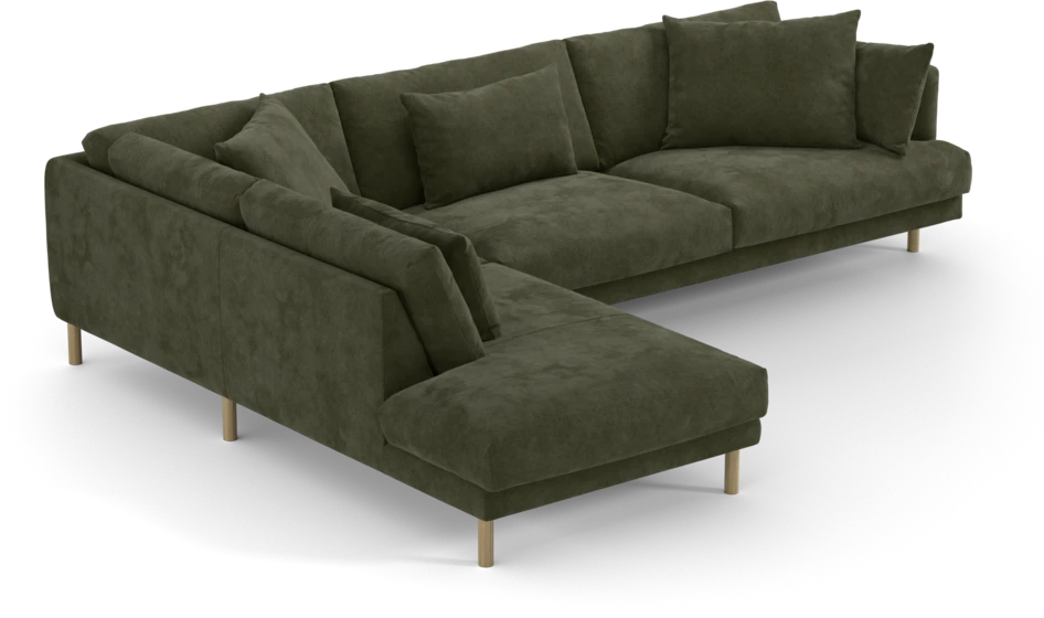 Harper - 3-sits soffa med divan vänster - Grön