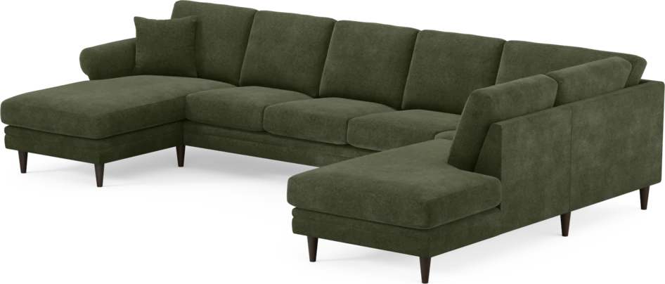 Eden - 3-sits soffa med schäslong vänster och divan höger - Grön
