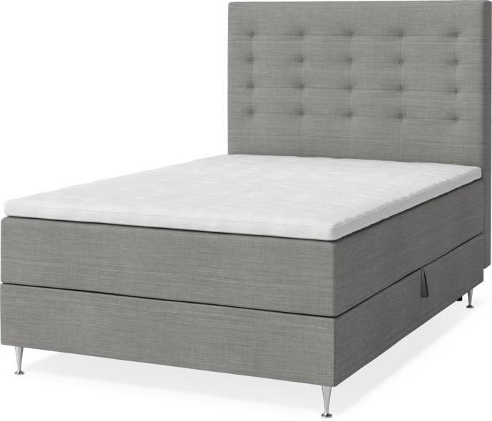 New York, Förvaringssäng, enkelsäng med bäddmadrass, sängben och sänggavel trensad