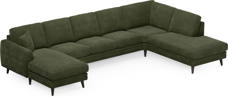 Eden - 3-sits soffa med schäslong vänster och divan höger - Grön