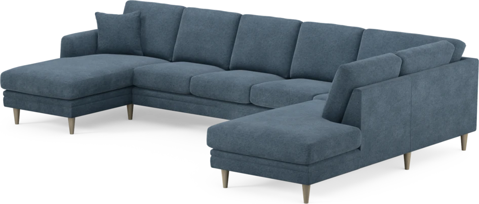 Eden - 3-sits soffa med schäslong vänster och divan höger - Blå