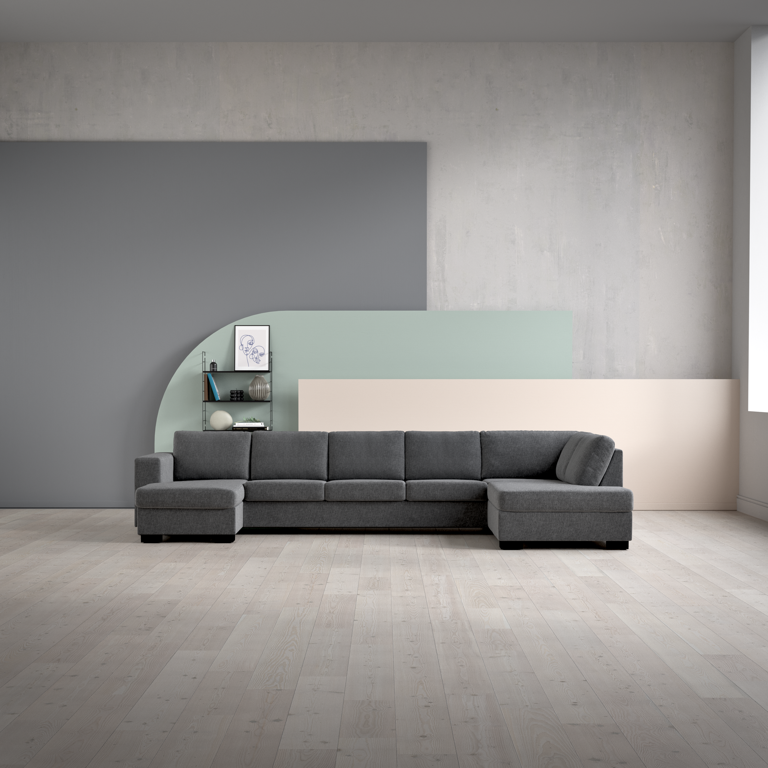 Nevada, 4-sits soffa med schäslong vänster och divan höger