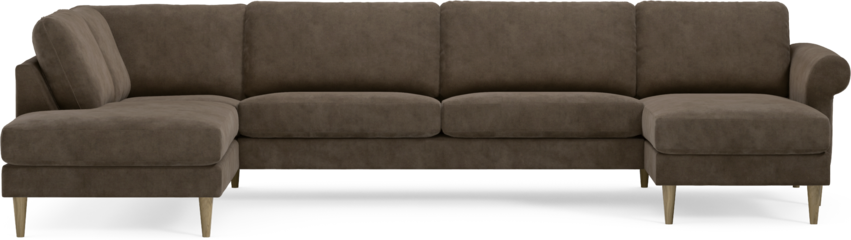 Bridge - 3-sits soffa med divan vänster och schäslong höger - Brun