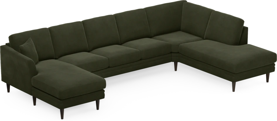 Eden - 3-sits soffa med schäslong vänster och divan höger - Grön