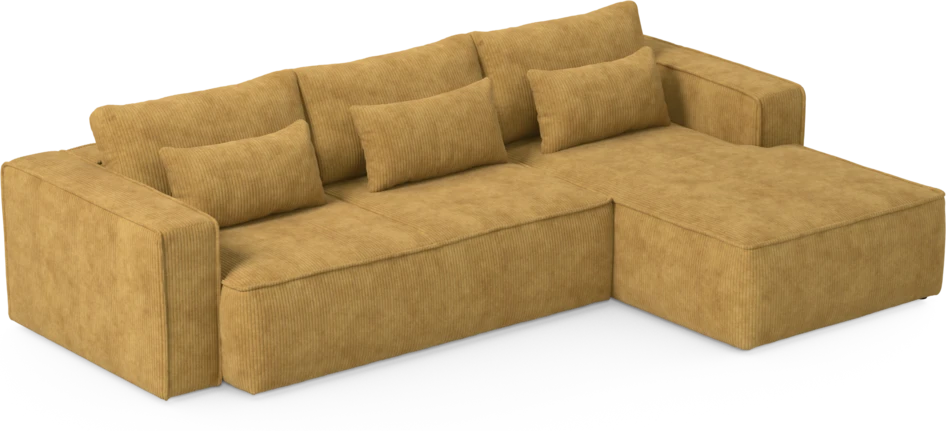 Ide - Bäddsoffa 3-sits med schäslong höger - Gul