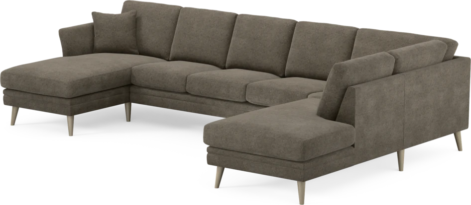 Eden - 3-sits soffa med schäslong vänster och divan höger - Brun