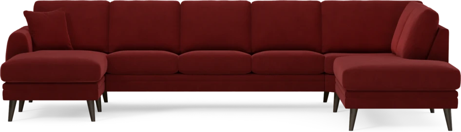 Eden - 3-sits soffa med schäslong vänster och divan höger - Röd