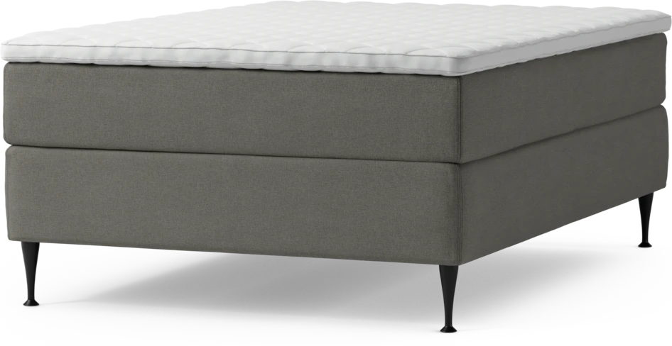 Delux Exclusive - Kontinentalsäng, enkelsäng 140 cm med bäddmadrass och sängben - Grå