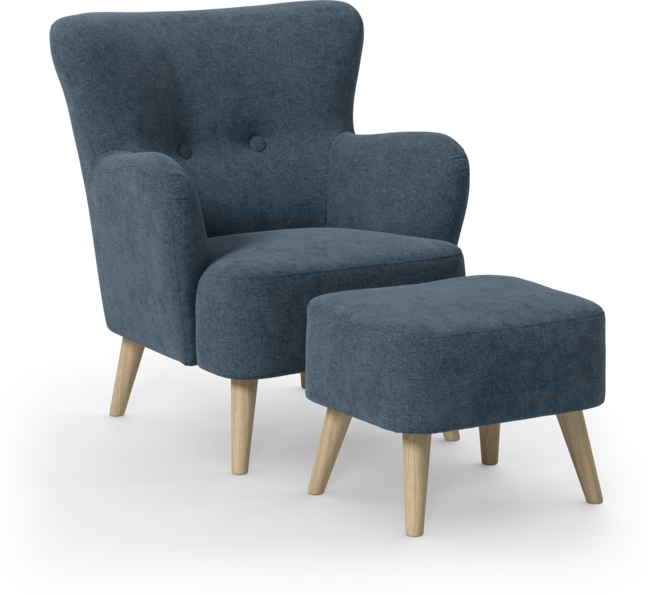 Timmy - Fåtölj med fotpall - Blå