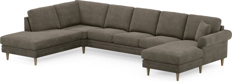 Eden - 3-sits soffa med divan vänster och schäslong höger - Brun