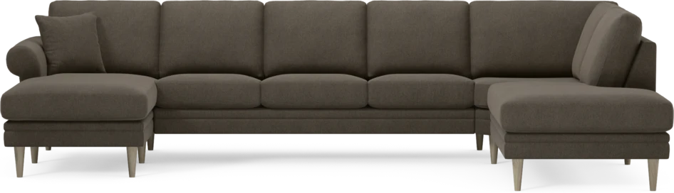 Eden - 3-sits soffa med schäslong vänster och divan höger - Brun