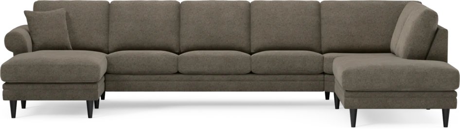 Eden - 3-sits soffa med schäslong vänster och divan höger - Brun