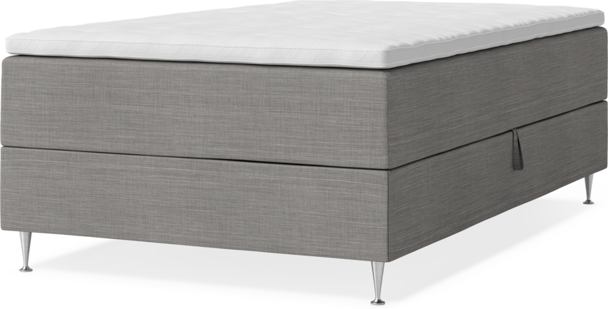 New York - Förvaringssäng, enkelsäng med bäddmadrass - Grå