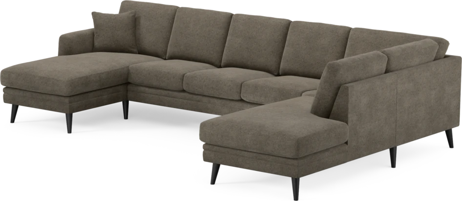 Eden - 3-sits soffa med schäslong vänster och divan höger - Brun