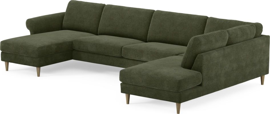 Bridge - 3-sits soffa med schäslong vänster och divan höger - Grön
