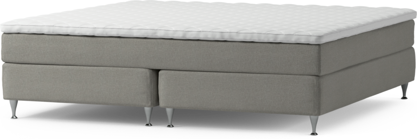 Delux Sense - Kontinentalsäng, dubbelsäng med bäddmadrass och sängben - Grå