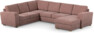 Friday - Hörnsoffa, 2+3-sits med schäslong höger - Rosa
