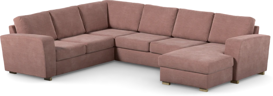 Friday - Hörnsoffa, 2+3-sits med schäslong höger - Rosa