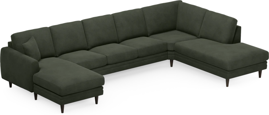 Eden - 3-sits soffa med schäslong vänster och divan höger - Grön