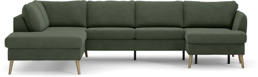 County - 3-sits soffa med divan vänster och schäslong höger - Grön