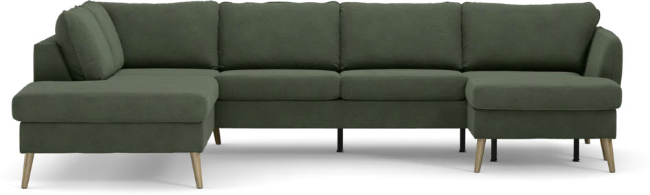 County - 3-sits soffa med divan vänster och schäslong höger - Grön