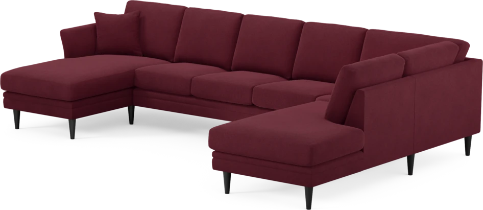 Eden - 3-sits soffa med schäslong vänster och divan höger - Röd