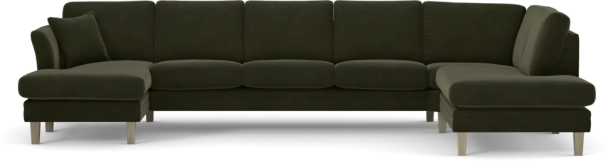 Eden - 3-sits soffa med schäslong vänster och divan höger - Grön