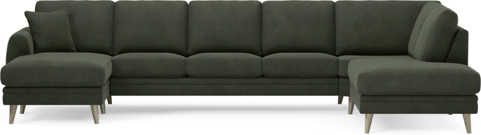 Eden - 3-sits soffa med schäslong vänster och divan höger - Grön