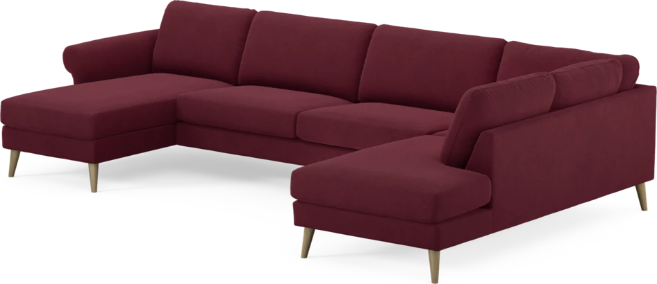 Bridge - 3-sits soffa med schäslong vänster och divan höger - Röd