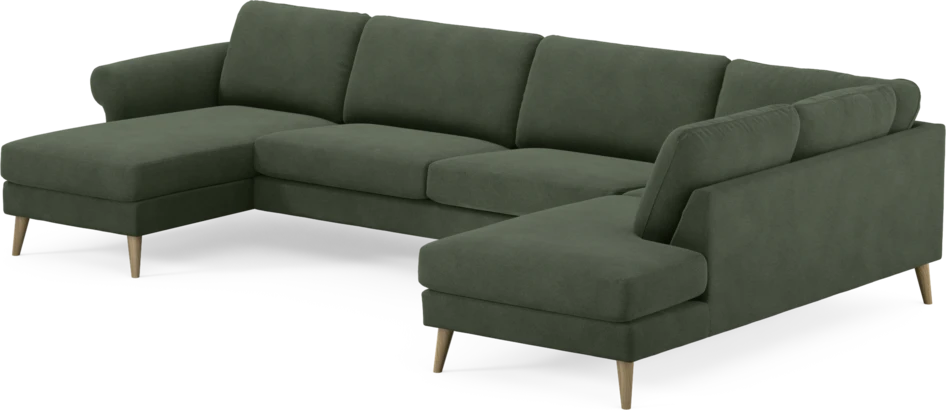 Bridge - 3-sits soffa med schäslong vänster och divan höger - Grön