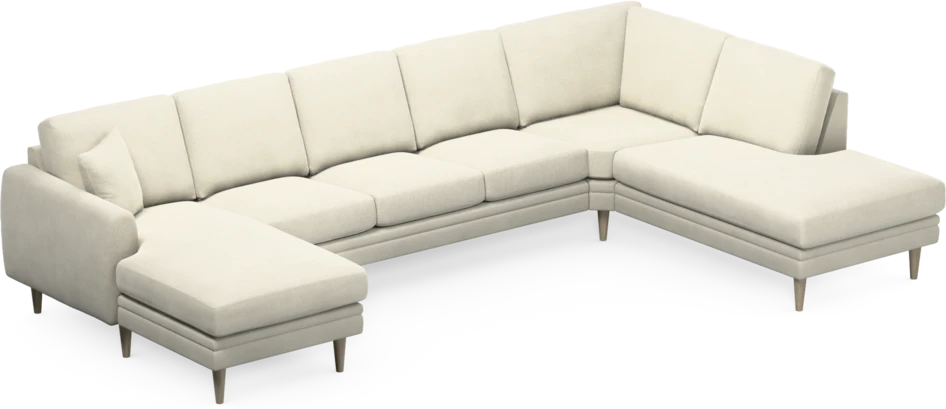 Eden - 3-sits soffa med schäslong vänster och divan höger - Vit