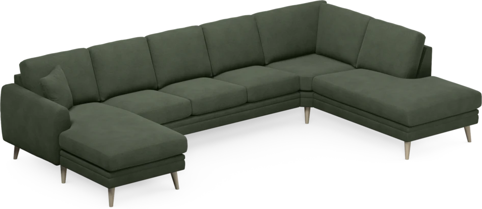 Eden - 3-sits soffa med schäslong vänster och divan höger - Grön