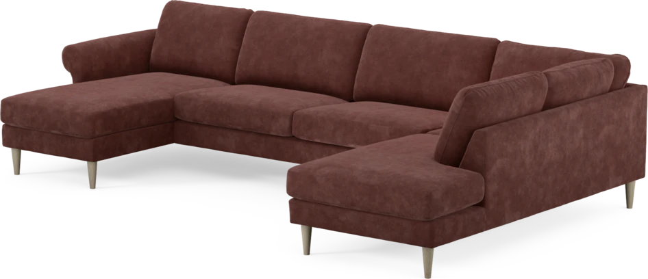 Bridge - 3-sits soffa med schäslong vänster och divan höger - Röd