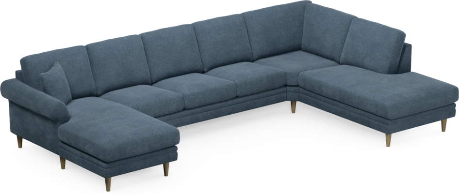 Eden - 3-sits soffa med schäslong vänster och divan höger - Blå