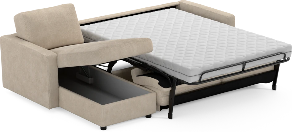 Lindö - Bäddsoffa 2,5-sits med schäslong, vändbar - Beige