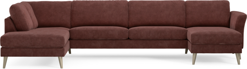 Bridge - 3-sits soffa med divan vänster och schäslong höger - Röd