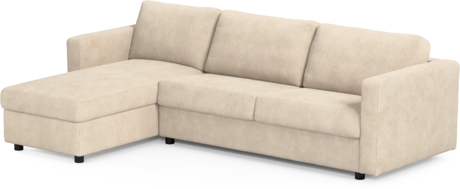 Lindö - Bäddsoffa 2,5-sits med schäslong, vändbar - Beige