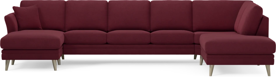 Eden - 3-sits soffa med schäslong vänster och divan höger - Röd