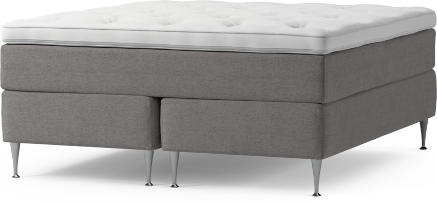 Delux Dream - Kontinentalsäng, dubbelsäng med bäddmadrass och sängben - Grå