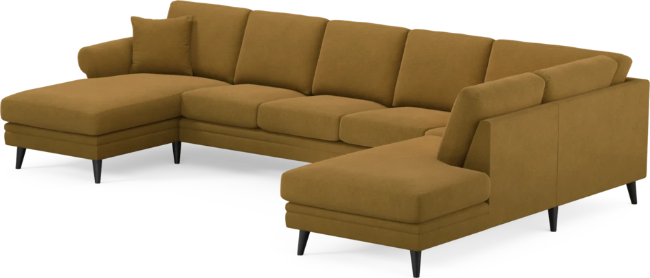 Eden - 3-sits soffa med schäslong vänster och divan höger - Gul