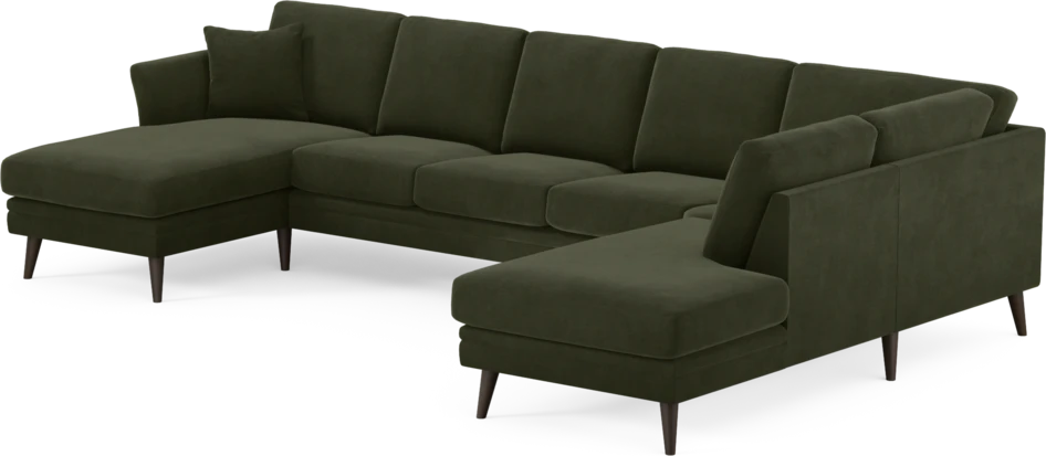 Eden - 3-sits soffa med schäslong vänster och divan höger - Grön