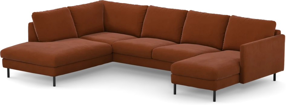 Madison Lux - 2-sits soffa med divan vänster och schäslong höger - Röd